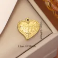 Gold stainless steel heart pendant charm with 1.5cm dimension for DIY jewelry making - 1.5x1.5cm