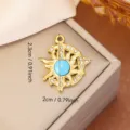Bohemian gold sun and moon pendant with blue stone and crystal accents, 2.3cm DIY accessory - Sun Moon Star Blue Stone Style (0105)
