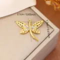 Golden stainless steel dragonfly pendant charm with crystals for DIY jewelry crafts - Dragonfly Hollow Rhinestone Style (0107)