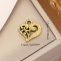 Golden stainless steel heart pendant charm variant with intricate filigree details - 1.3x1.3cm