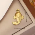 Gold plated stainless steel koi fish pendant charm for DIY ocean themed jewelry - 1.6x1.1cm