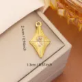 Gold stainless steel diamond starburst pendant charm with oval stone inlay detail. - Rhombus Starburst Style (0110) / Gold
