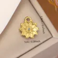 Gold titanium steel star pendant with crystal, 1.2cm x 1cm size for DIY jewelry making. - 1.2x1.0cm