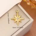 Gold plated stainless steel starburst charm pendant, size 2.1x1.8cm for DIY jewelry making - Starburst Shape Rhinestone Style (0112) / Gold