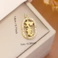 Gold Ruyi charm pendant with crystals for DIY jewelry making, 1.8cm x 1cm size. - "Ru Yi" Character Rhinestone Style (0114) / Gold