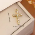 Gold stainless steel cross pendant with crystals for DIY jewelry making, 1.3cm x 0.9cm - Cross Rhinestone Style (0119)