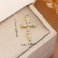 Gold stainless steel cross pendant with rhinestones for DIY jewelry accessories - Cross Rhinestone Style (0120)