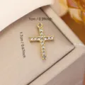 Gold stainless steel cross pendant charm with sparkling rhinestones, size 1x1.7 cm - Cross Rhinestone Style (0121)