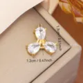 Golden stainless steel three-petal zircon flower pendant for DIY jewelry making - Three-Petal Flower Rhinestone Style (0123)