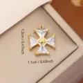 Gold stainless steel cross charm with crystals for DIY jewelry making 1.2x1.1cm - Cross Rhinestone Style (0126)