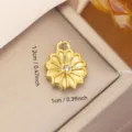 Gold stainless steel flower pendant charm with dimensions 1.2cm x 1cm for DIY jewelry - Sunflower Rhinestone Style (0129) / Gold