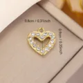 Gold heart shaped pendant with clear crystals for DIY jewelry making, 0.8cm by 0.9cm - Hollow Heart Rhinestone Style (0131) / Gold