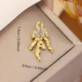 Gold stainless steel jellyfish pendant with rhinestones for DIY jewelry making - Artistic Streamline Rhinestone Style (0132) / Gold