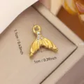 Detailed golden stainless steel mermaid tail pendant DIY charm with sparkling rhinestones - Fish Tail Rhinestone Style (0133) / Gold