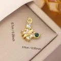 Golden butterfly DIY pendant with white and green crystals, measuring 0.9cm in width - Green Stone Butterfly Rhinestone Style (0135) / Gold