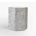 Silver rhinestone hexagonal desktop pen holder and makeup brush storage organizer tube. - Crystal White