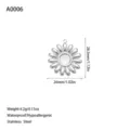 Detailed silver stainless steel flower pendant showing precise dimensions and weight - Flower Style (A0006) / Steel