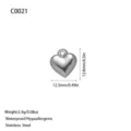 Polished silver stainless steel heart pendant charm for DIY jewelry making accessory - Large Heart Pendant / Steel Color (C0021)