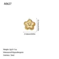 Dimensions and technical details of a gold flower-shaped stainless steel pendant - Flower Style (A0627) / Gold