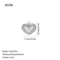 Heart-shaped stainless steel pendant DIY jewelry accessory with size and weight info - Double Layer Nested Heart Pendant (A0296) / Steel