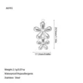 Detailed measurements and specifications for the stainless steel double flower pendant. - Layered Double Flower Style (A0703) / Steel