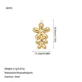 Detailed view of the gold plated stainless steel flower pendant with dimensions and weight. - Layered Double Flower Style (A0703) / Gold