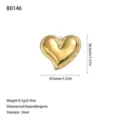 Dettagli dimensionali del ciondolo a cuore in acciaio inossidabile placcato oro 18K - Stile Cuore 3D (B0146) / Oro