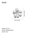 Detailed view of silver flower stainless steel pendant with size and weight specs - Large Five-Petal Flower Style (B0298) / Steel