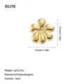 Detailed view of a gold stainless steel flower pendant with dimensions and weight. - Large Five-Petal Flower Style (B0298) / Gold