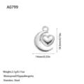 Durable stainless steel crescent moon and heart pendant charm for DIY handmade jewelry crafts - Moon and Heart Combination Style (A0799) / Steel