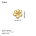 Detailed view of a gold flower stainless steel pendant with measurements and weight - Daisy Style (B0308) / Gold