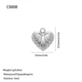 Small ribbed heart pendant in stainless steel for DIY jewelry making, silver finish - Striped Heart Style (C0008) / Steel