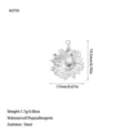 Detailed size and weight specifications for silver sunflower stainless steel pendant - Sunflower Style (A0795) / Steel