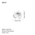 Detailed specification view of hibiscus flower stainless steel pendant with size and weight - Hibiscus Style (B0327) / Steel