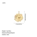 Detailed view of gold plated sunflower pendant with dimensions and specifications - Sunflower Style (A0795) / Gold