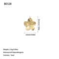 Detailed dimension view of gold stainless steel flower pendant showing 26.5mm x 22mm - Five-Petal Flower Style (B0328) / Gold
