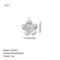 Detail view of a stainless steel flower pendant with size and weight specifications - Round Center Five-Petal Flower Style (B0319) / Steel