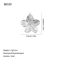 Detailed view of silver stainless steel flower pendant with dimensions and weight specs. - Radiant Five-Petal Flower Style (B0329) / Steel