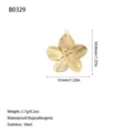 Detailed dimensions of a gold-finish stainless steel flower pendant jewelry charm - Radiant Five-Petal Flower Style (B0329) / Gold