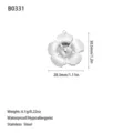 Macro view of flower stainless steel pendant with size and weight measurements - Radial Textured Flower Style (B0331) / Steel