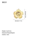 Detail of golden stainless steel flower pendant with dimensions and weight specs - Radial Textured Flower Style (B0331) / Gold