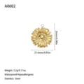 18K gold plated stainless steel sunflower pendant necklace charm with size dimensions - Small Daisy Style (A0602) / Gold