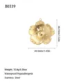Detailed view of golden flower stainless steel pendant with precise size measurements. - Radial Textured Beaded Flower Style (B0339) / Gold