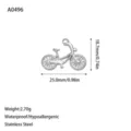 Stainless steel bicycle charm pendant for DIY jewelry, 25mm length, 2.7g weight - 3D Stereo Bicycle Pendant (A0496) / Steel
