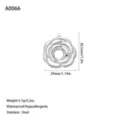 Detailed dimensions of the stainless steel flower pendant with 1.2-inch height - Layered Overlapping Flower Style (A0066) / Steel