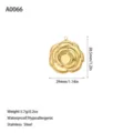 Detailed view of golden stainless steel rose pendant with dimensions and weight specs - Layered Overlapping Flower Style (A0066) / Gold