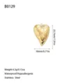 Vista dettagliata del ciondolo a cuore in acciaio inossidabile dorato con peso e misure - Stile Cuore Inciso (B0129) / Oro