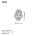 Stainless steel flower pendant with size annotations and product features - Multi-layer Stereoscopic Hollow Flower Style (B0004) / Steel