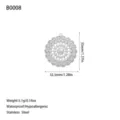 Detail of stainless steel filigree flower pendant with dimensions and weight - Hollow Mandala Flower Style (B0008) / Steel