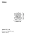 Silver flower stainless steel pendant charm for DIY jewelry making, 21.8mm x 19.5mm - Dotted Four-Petal Flower Style (A0008) / Steel